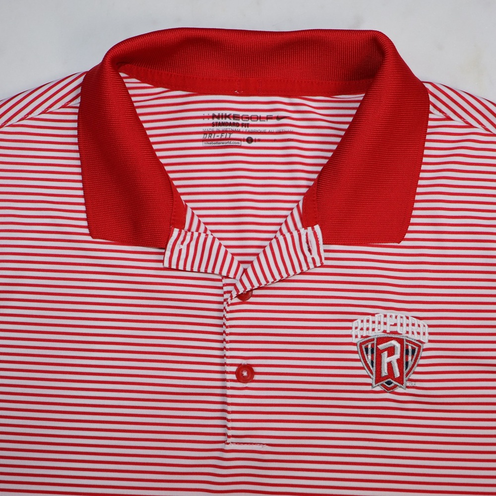 Nike Golf Mens Radford University Victory Mini Stripe Polo Red White